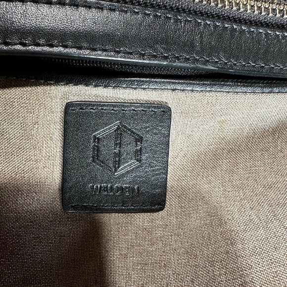 Welden Black Geometric Pattern Leather Tote - Picture 10 of 14